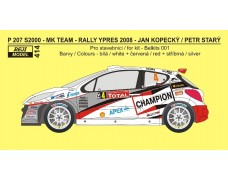 Decal - Peugeot 207 S2000 - Ypres Westhoek rally 2008 – Kopecký / Starý 1/24